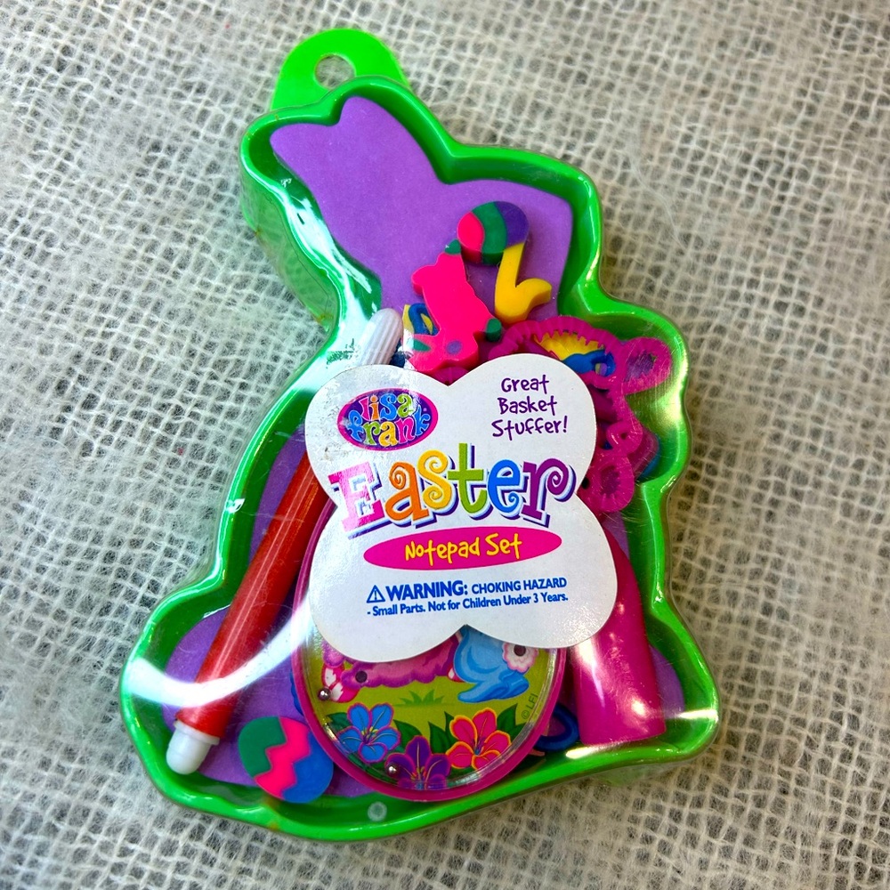 NEW Vintage Lisa Frank Easter Notepad Set Basket Stuffer Green Easter Bunny Rare